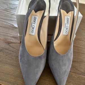 Jimmy Choo Grey Suede Slingback Pumps; size 8